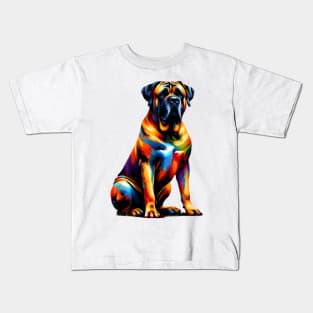 Bold Boerboel Portrait in Vibrant Splash Art Style Kids T-Shirt